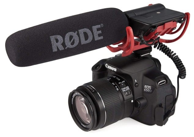 Rode VideoMic attached to camera