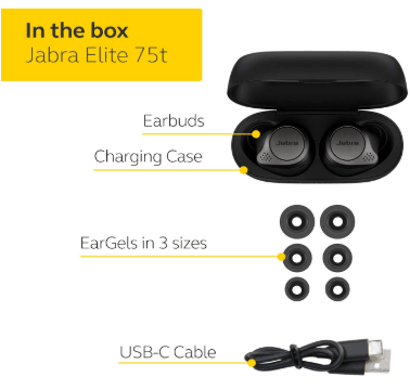 Accessories included with Jabra 75t buds