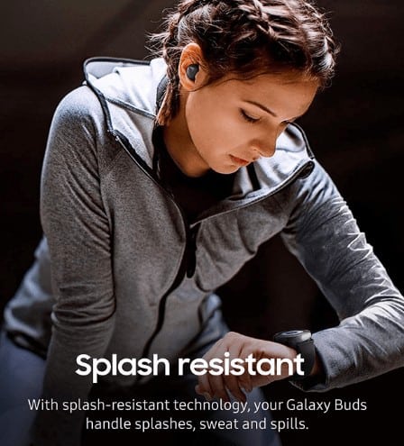 Splash resistance of Samsung buds