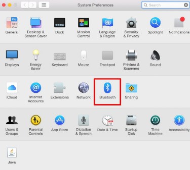 Select the Bluetooth option