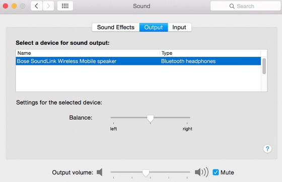 Select the output  - connected device