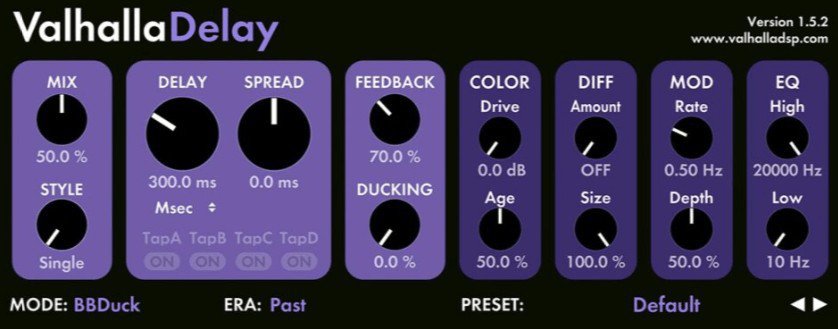 Valhalla DelayFree plugin overview