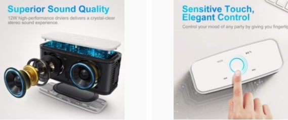 DOSS SoundBox Touch Portable Wireless Bluetooth Speakers Sound quality