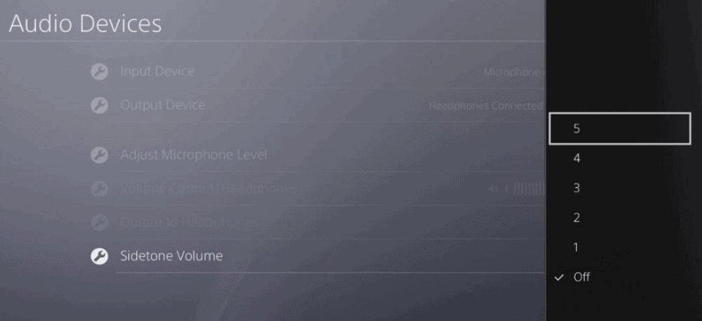 Adjusting the sidetone volume in PS4