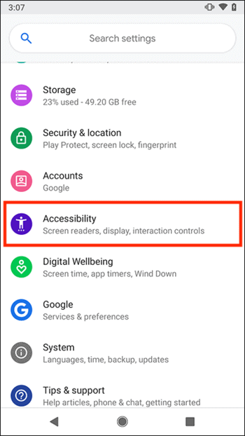 Go to accessibility 