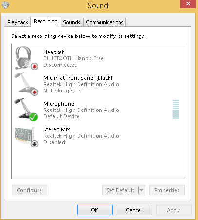Go to recording tab