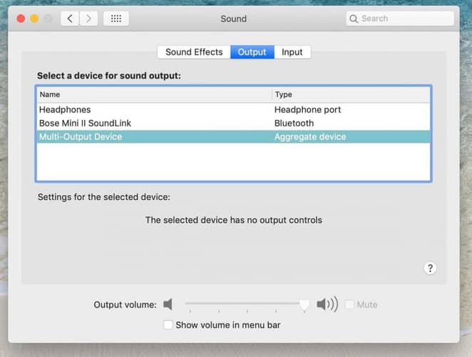 Go to the Output tab and choose Multi-Output Device