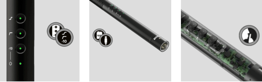 Rode NTG4+ Camera Mic controls