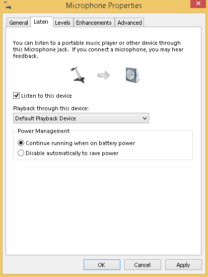 Select listen to this device