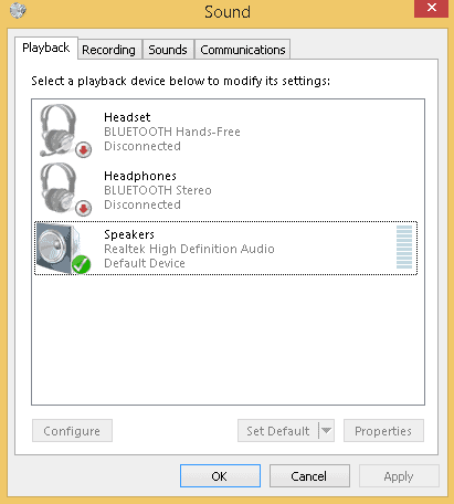 Go to the playback tab