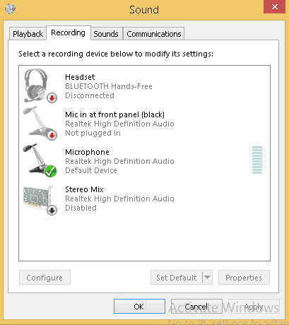 Go to the recording tab