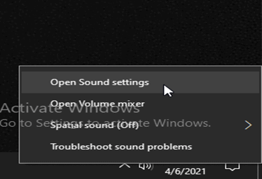 Open sound settings 
