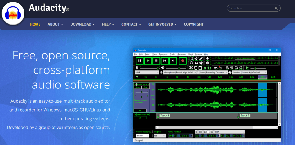 Audacity audio editing software 