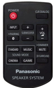 Panasonic Gaming Soundbar Remote Control