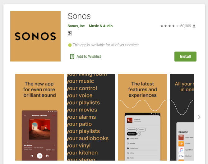 Using Sonos app