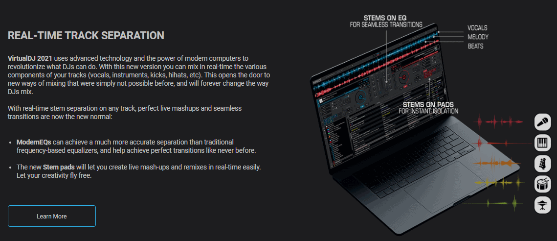 Virtual DJ - real time track separation