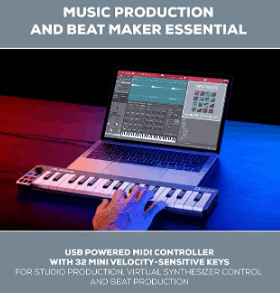 Alesis Qmini Portable 32 Key USB MIDI Keyboard for music production