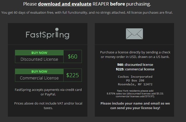 Reaper pricing