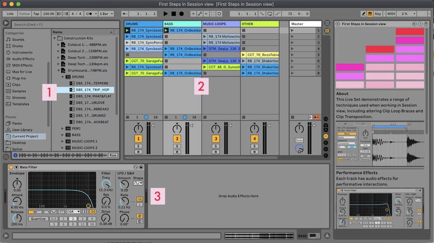 User interface of Ableton