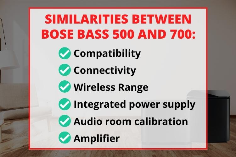 Similarities between bose bass 500 and 700
