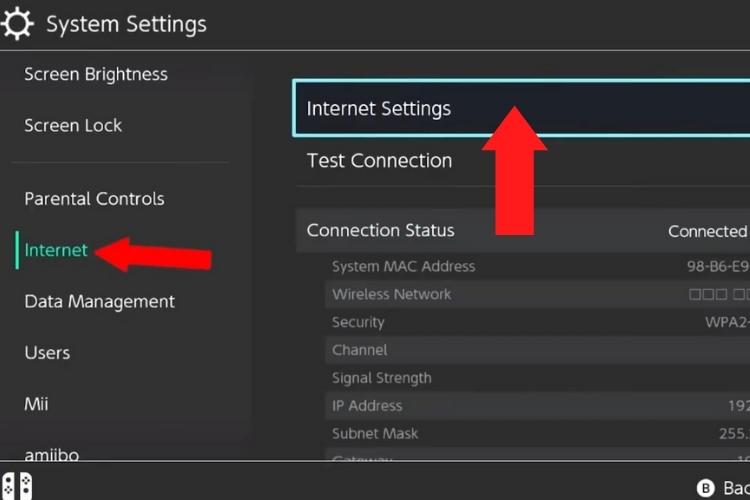 Internet settings nintendo switch