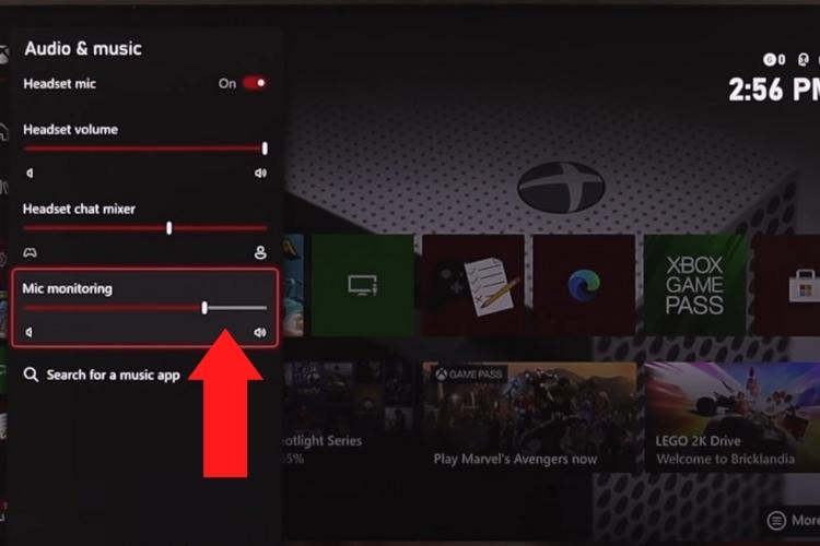 Mic monitoring level Xbox