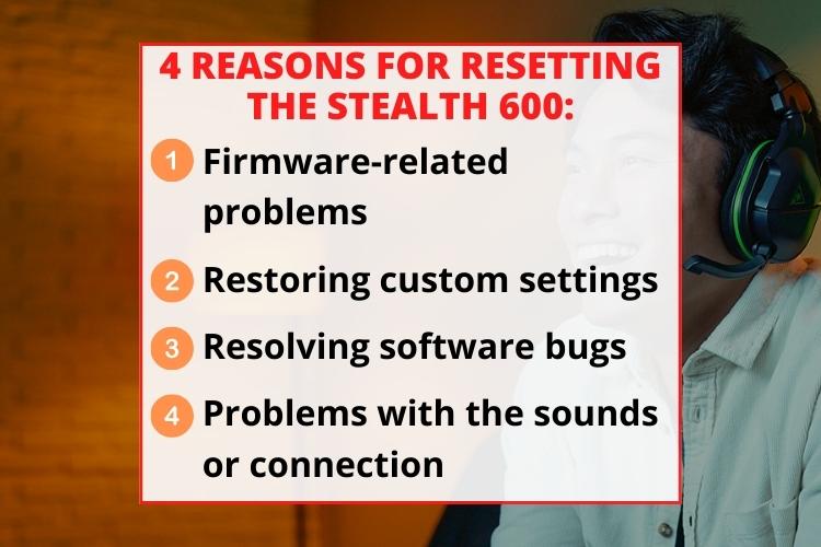 Reasons for resetting the stealth 600