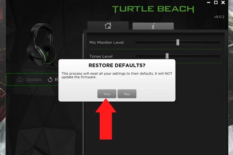 Reset by clicking yes