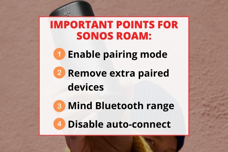Important points for sonos roam